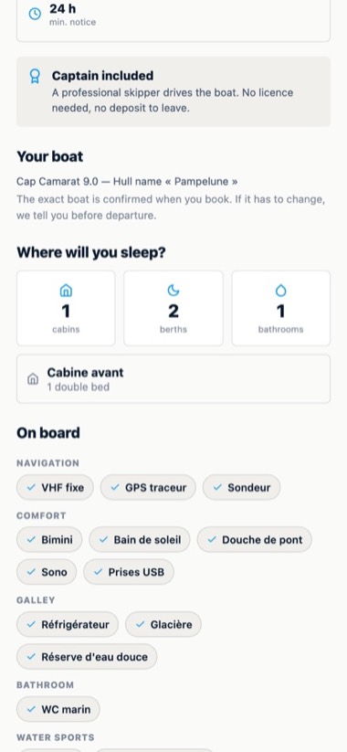 Screen of the GlideBlue application