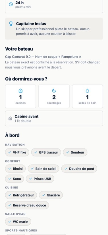 Écran de l'application GlideBlue