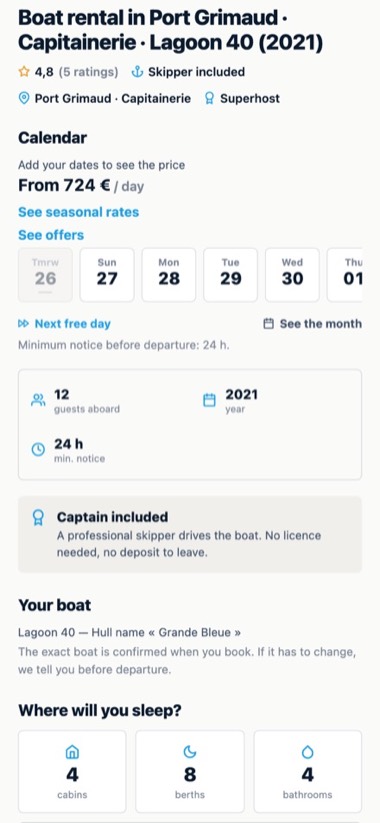 Screen of the GlideBlue application