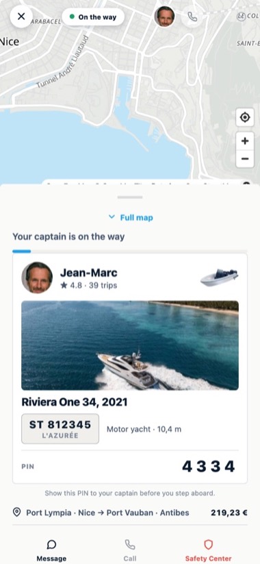 Screen of the GlideBlue application