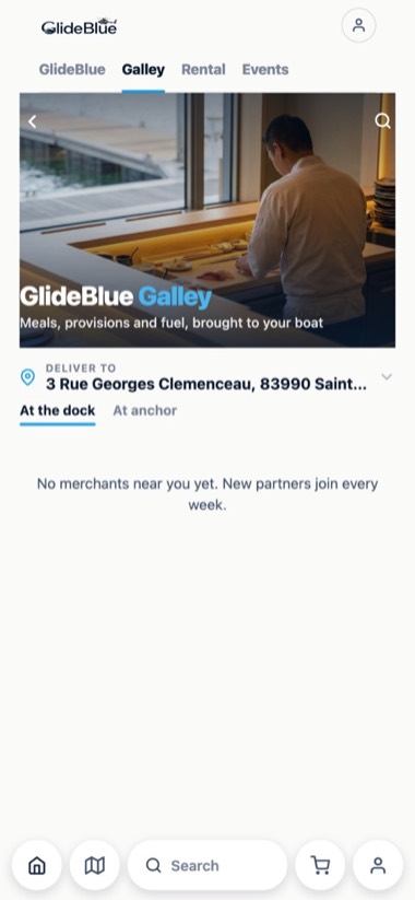 Screen of the GlideBlue application