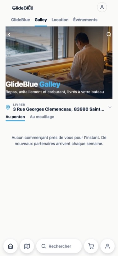 Écran de l'application GlideBlue
