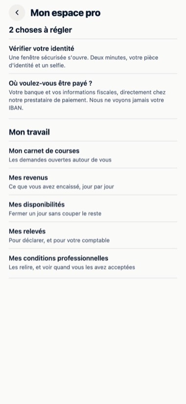 Le tableau de bord — écran de l'application GlideBlue