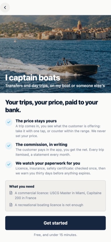 Screen of the GlideBlue application